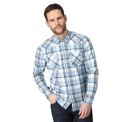 Big and tall blue checked regular fit shirt